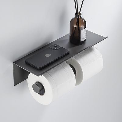 Gray/Black Aluminum Bathroom Paper Towel Holder Toilet Roll Paper Wall Mount Phone Holder Shelf Towel Roll Shelf Accessories