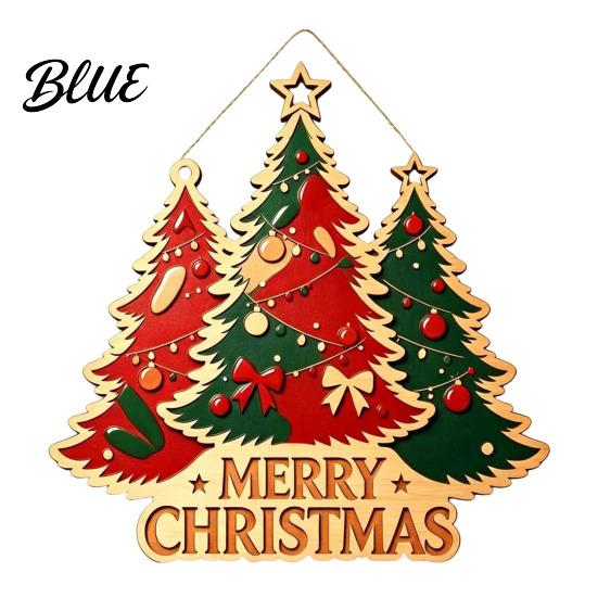 Decorative Hanging Door Decor Christmas Wooden Sign Ornament Multi-Layer Tree Wood Plaque Vintage Window with Rope Merry Festive Wall Atmosphere