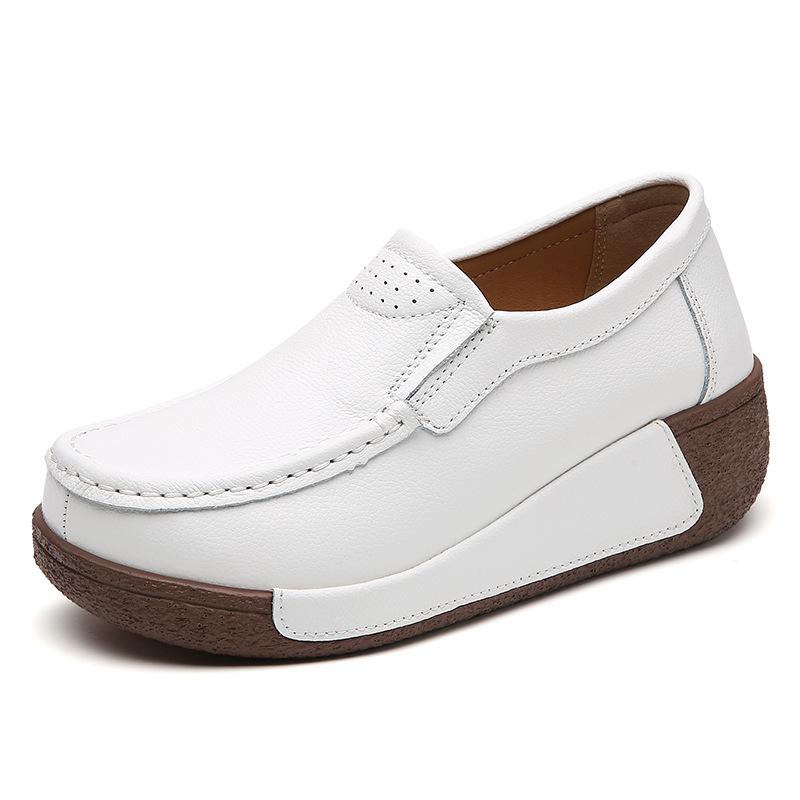 Autumn Women Flat Shoes Woman Platform Sneakers Moccasins Shoes Woman Genuine Leather Shoes Wedge Women Loafers