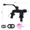Black Paint Double Outlet Faucet Zinc Zinc Zinc Alloy Garden Water Valve Rust-Proof Bibcock  Outdoor Garden