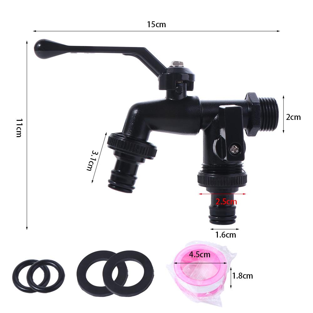 Black Paint Double Outlet Faucet Zinc Zinc Zinc Alloy Garden Water Valve Rust-Proof Bibcock Outdoor Garden