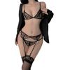 Erotic Underwear Women's Lace Open Gear Free Three-point Chest Wrap Suspenders Sexy Temptation Uniform Suit