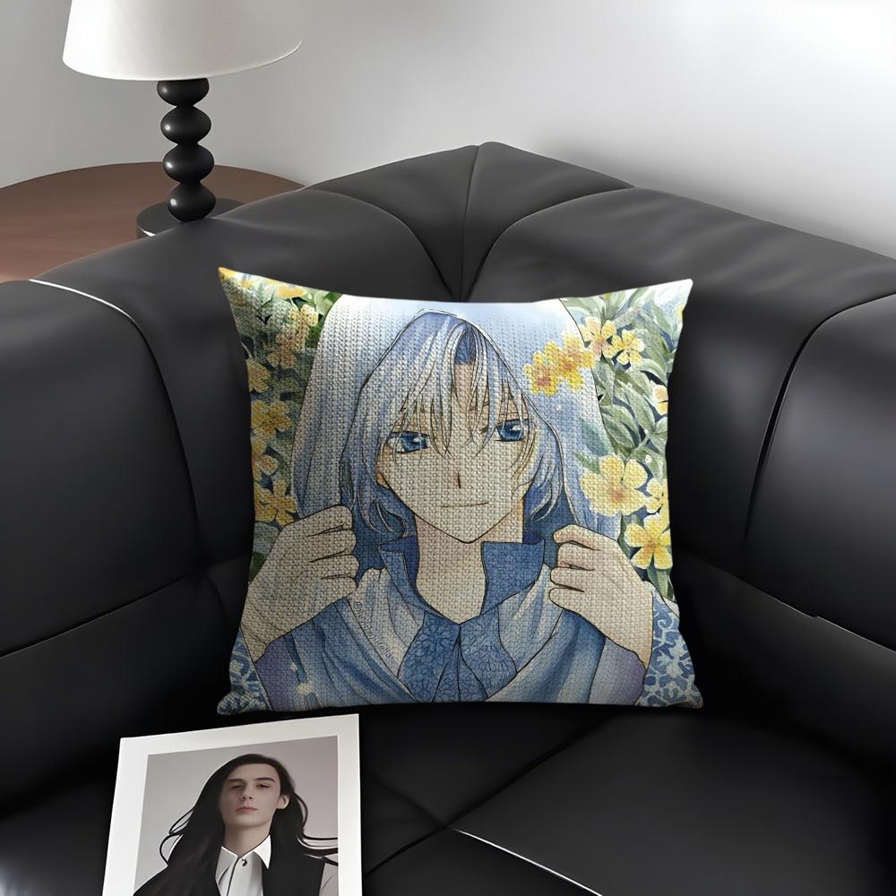 Y-Yona O-Of The Dawnn Anime Cushion Cover Natural Linen Organic Fabric Double-Sided Printing Sofa Home Decor Gift Pillow Case