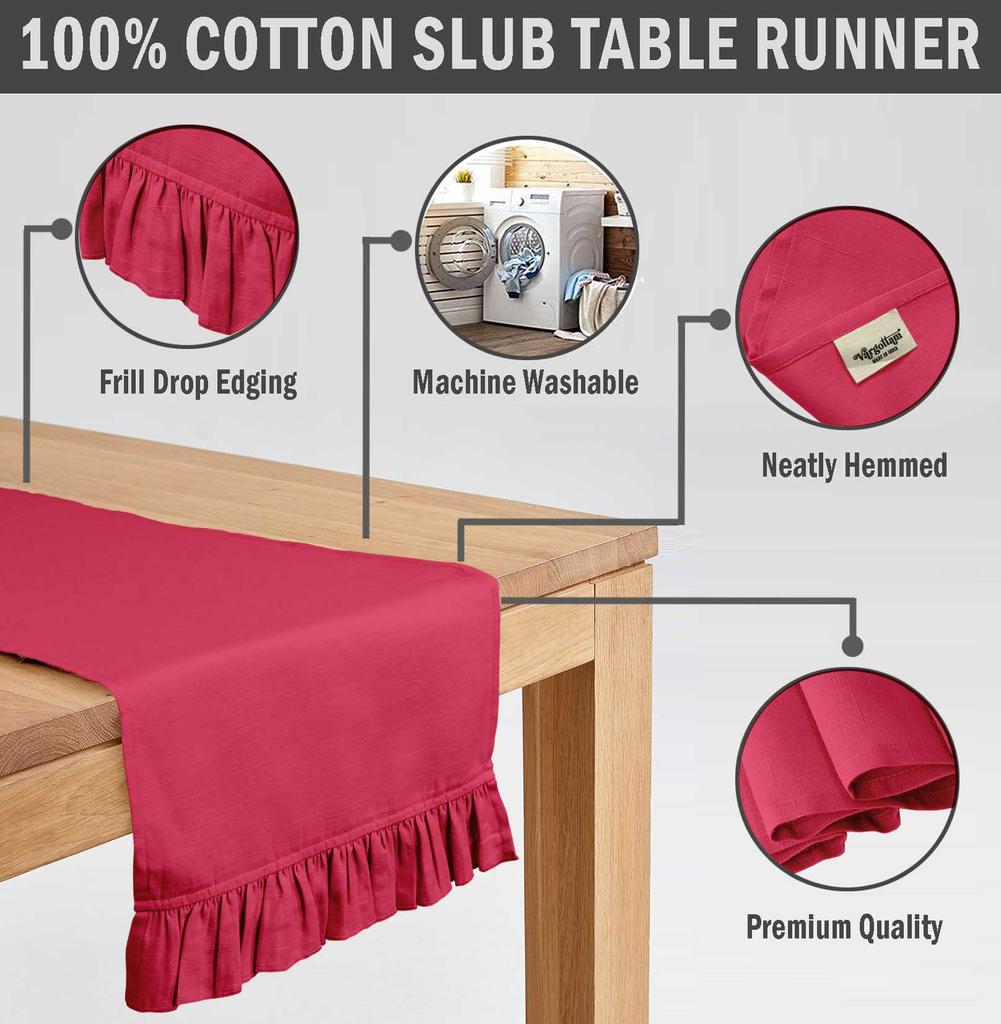 Vargottam Fuchsia Pink Home D    cor Küchentischdeko Home Frill Tischläufer-14 x 108