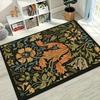 Boho Folk Art Bird Floral Print Rug Soft Non-Slip Carpet Vintage Botanical Bird Mat Indoor Home Decor Carpet for Living Room