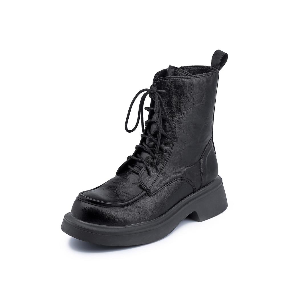 Grape mother winter new thick-soled Martin boots women wear high-end British style retro thick-soled short boots children