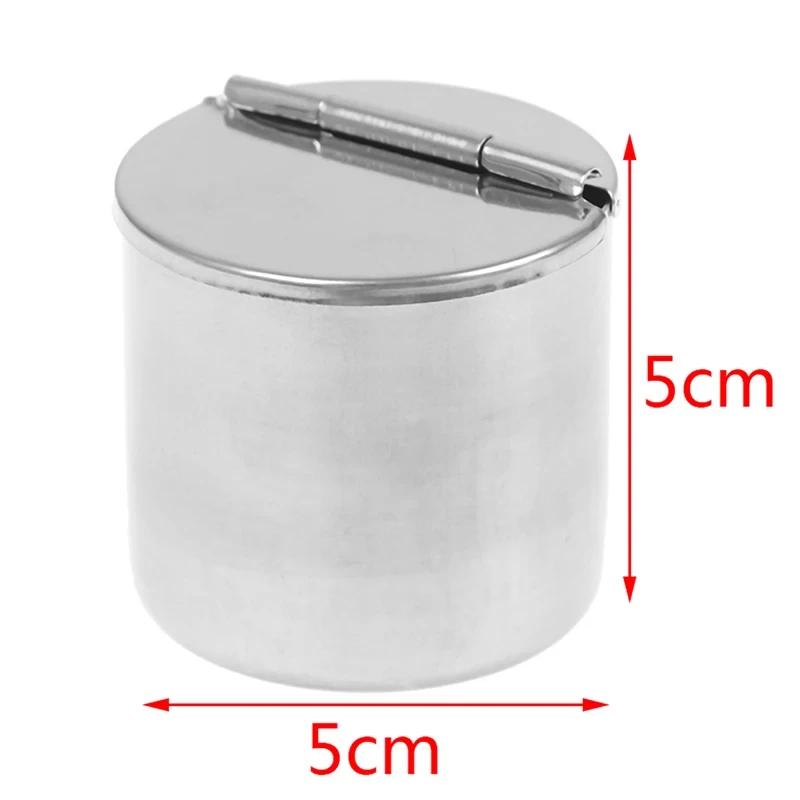 1Pc Cotton Tank Stainless Steel Medical Dental Alcohol Disinfection Jar Container With Semi-Clamshell For Cotton Balls Storage