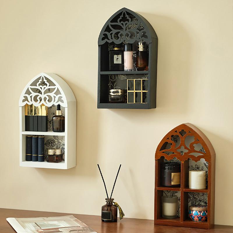 1PC Wooden Multi-Tier Wall Shelf Living Room Decorative Wall Rack Study With Intricate Carved Design Bedroom Shelf Vintage 2 Sizes