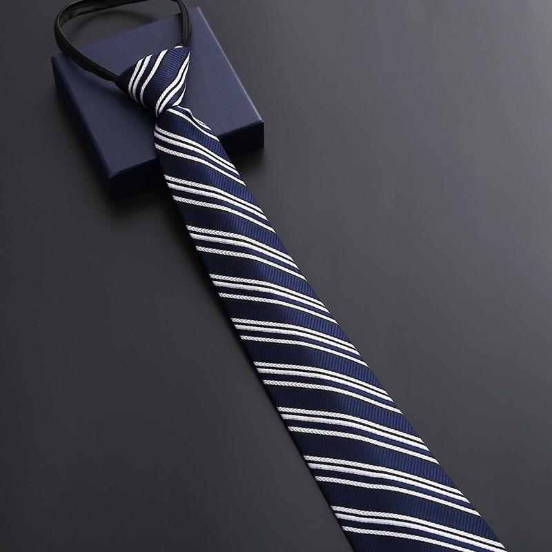 Elegant 8Cm Lazy Ties Blue Black Red Striped Men Shirt Business Dress Zipper Tie Neckties Accessories Wedding Groom