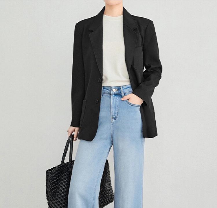 Li Shaonü Women's Fleece-lined Blue High-waisted Wide-leg Jeans - Winter 2026 Collection