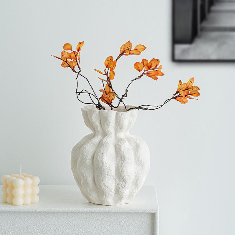 Nordic Simple Irregular White Shape Ceramic Vase Creative Home Dining Table Living Room Bedroom Dry Flower Decor Accessories 1Pc