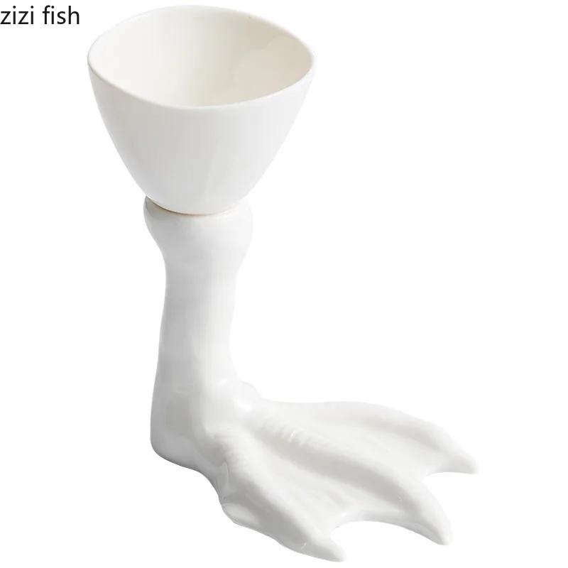 Piatto Creativo Alto con Piedi d'Oca in Ceramica per Dim Sum Ristorante Piatto da Dessert Piatto per Sushi Specialità di Stoviglie per Cucina Molecolare