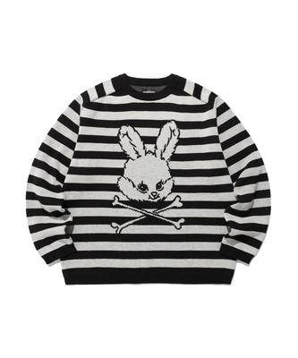 NICEGHOSTCLUB Skull Rabbit Stripe Knit_Black(Ng2Fsuk600A)