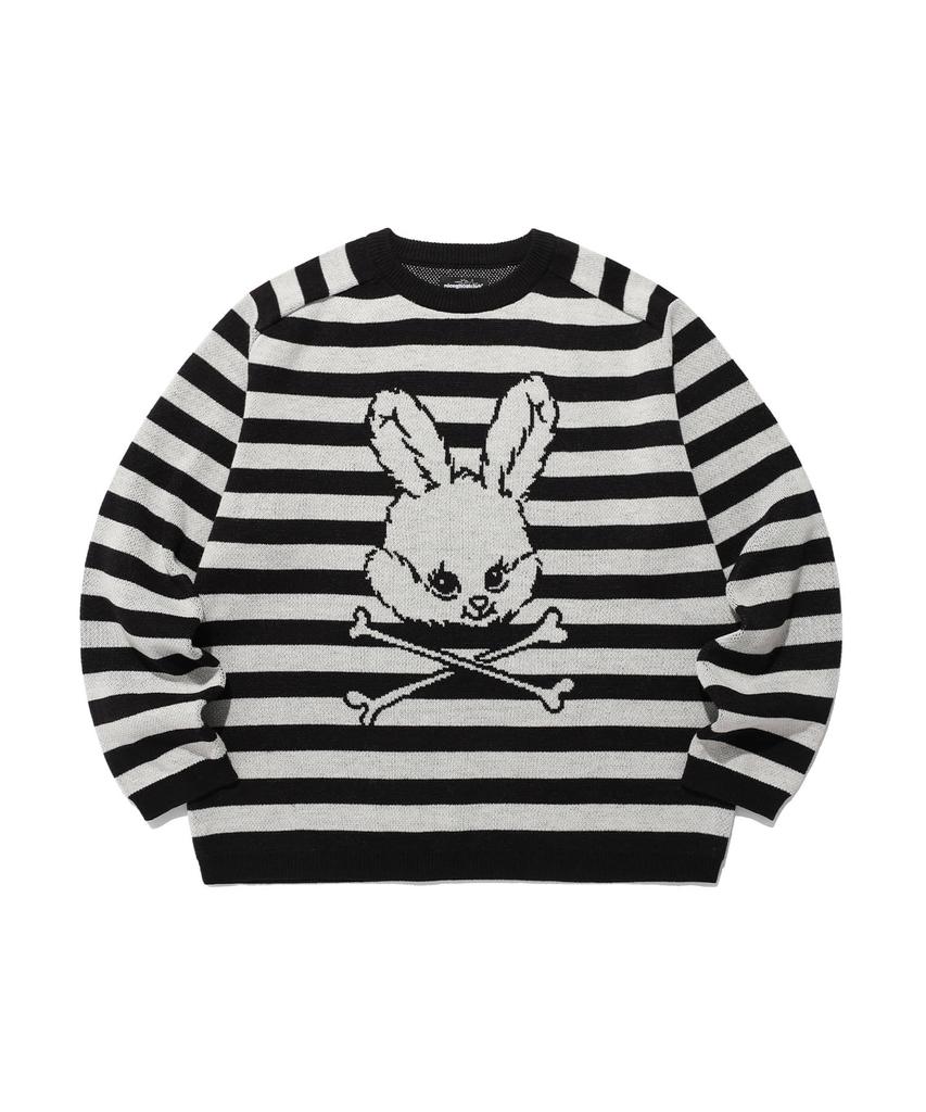 NICEGHOSTCLUB Skull Rabbit Stripe Knit_Black(Ng2Fsuk600A)