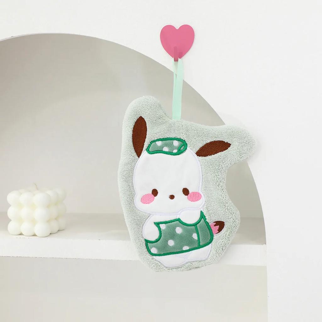 Hello Kitty Towel Kitchen Bathroom Kawaii Cinnamoroll Coral Velvet Hanging Kitchen Children'S Absorbent Hand Towel Square Towel