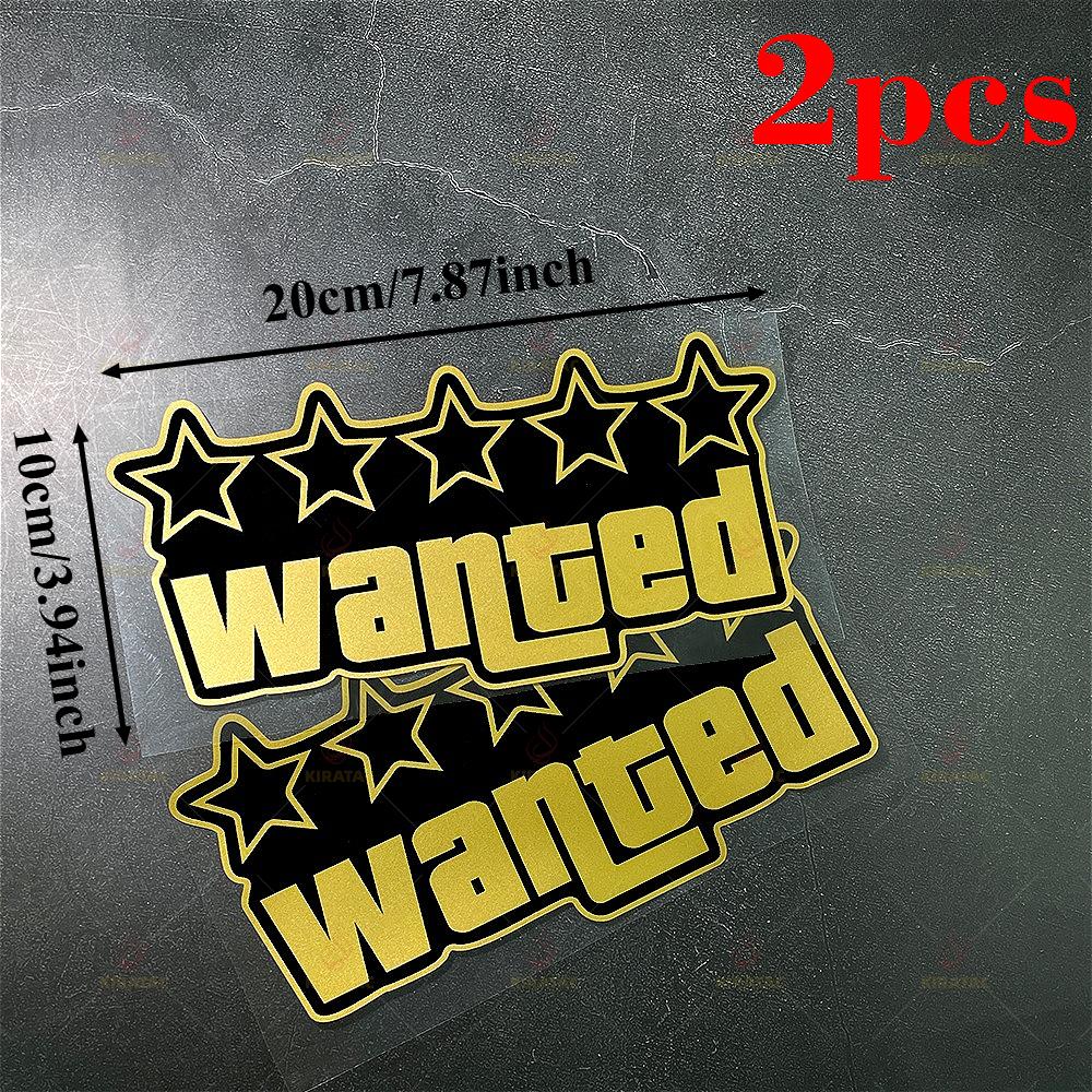 Gold WANTED Motorcycle Sticker for Motorcycle Fuel Tank Tailbox Fairing Car Trunk Scooters Waterproof Universal Vinyl Decals