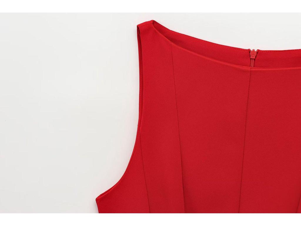 Women's Waist-Cinching Sleeveless Boat Neck Mini Dress