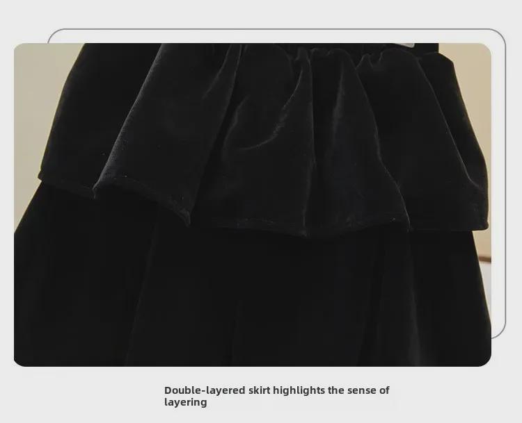 Velvet High-Waist A-Line Skirt for Women & Girls - Autumn/Winter Collection