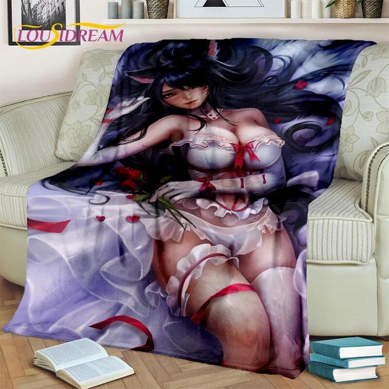 Anime-Spielfigur, sexy Spitze, Mädchen, niedliche Cartoon-Decke, weiche Überwurfdecke für Zuhause, Schlafzimmer, Bett, Sofa, Picknick, Decke, Kinder