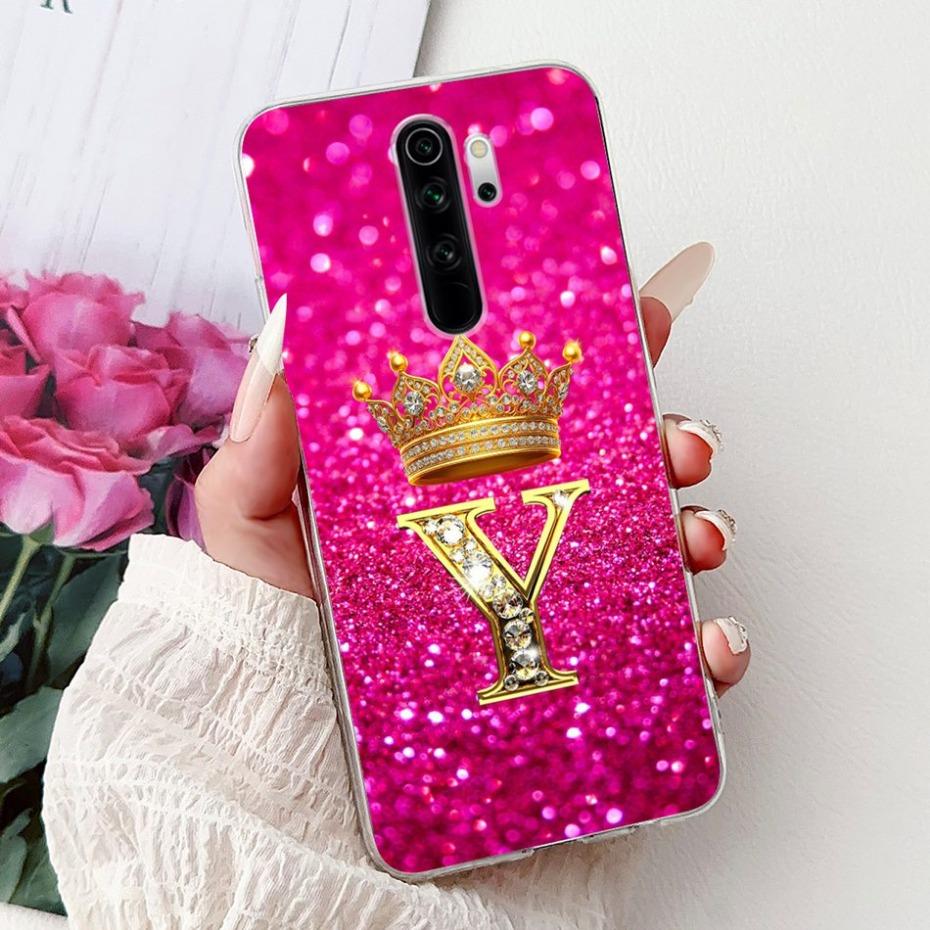 Fashion Crown Initial Letter Case For Xiaomi Redmi Note 8 Pro Note8 8T Soft Silicone TPU Cover For Redmi Note 8 8Pro Phone Cases