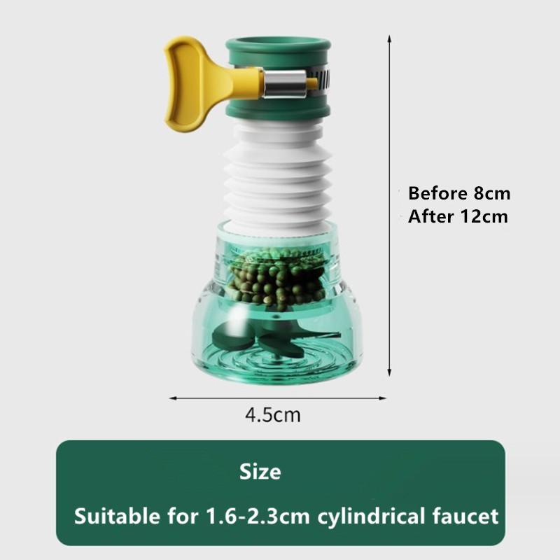 

Вращающийся на 360° фильтр для кухонного крана, удаление хлора, телескопический кран, защита от брызг, экономия воды, насадка для крана, очистка воды зелёный
