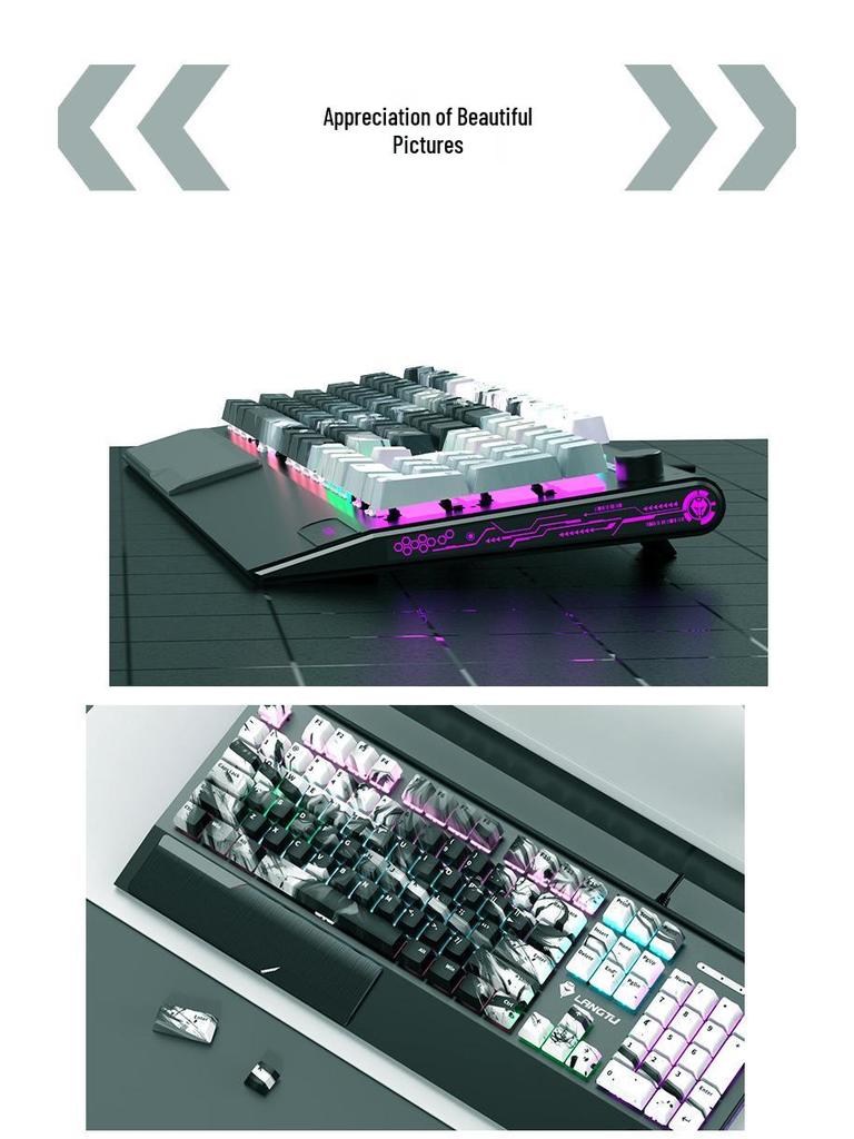 Langtu K1000 Mechanical Gaming Keyboard with Blue Switches - Custom PBT Theme for Girls & Office Use