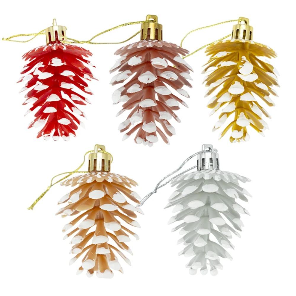 6pcs DIY Painted Christmas Pine Cone Plastic Christmas Tree Decoration  Home Xmas Decor