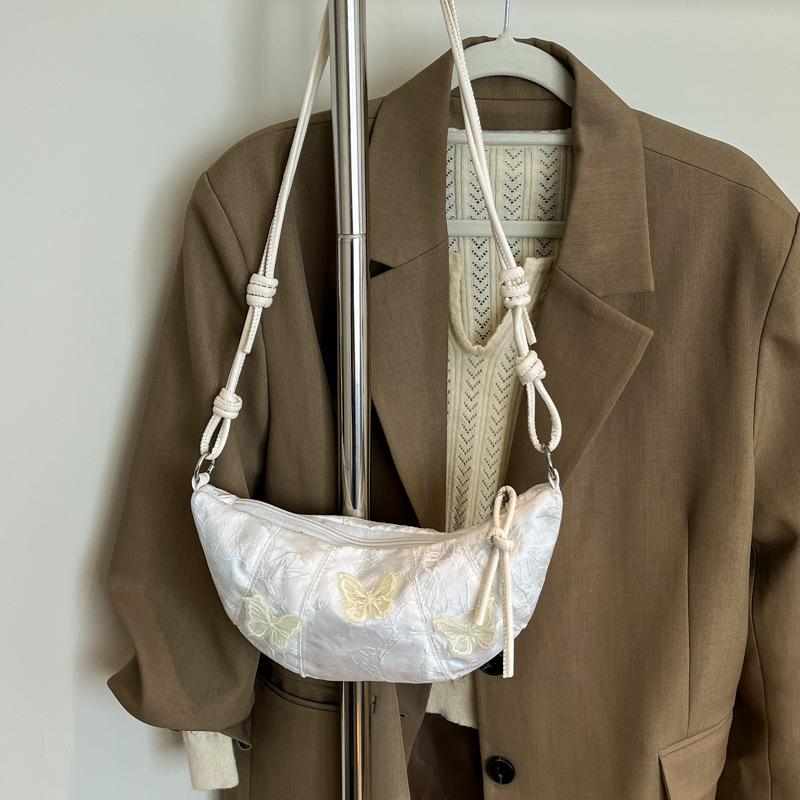 

Красивая сумка-мессенджер с бабочкой, новая сумка через плечо, модная сумка-круассан высокого класса, сумка-тоут белый