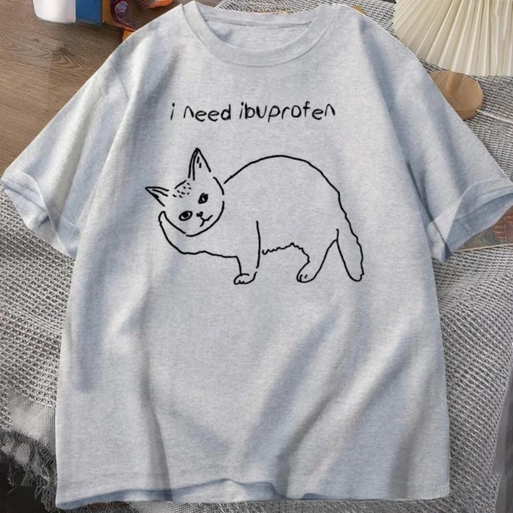 

I Need Ibuprofen Cat TShirt Funny Cute Cat Tee Shirt Unisextal Health T Shirt Women Cat Lover Tshirt Vintage Clothes Aesthetic S