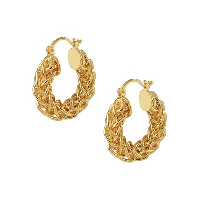 2026 European INS Style Chunky Woven Hoop Earrings - Vintage Braided O-Shape Gold Plated Ear Buckles for Women Niche Design Jewelry