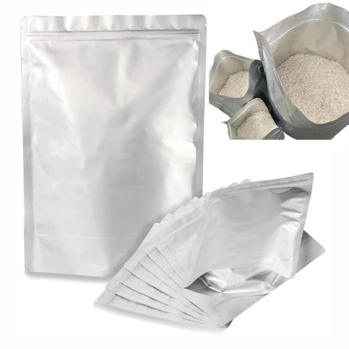 Rice Storage Bags, 5-Pack, 3kg Capacity, Vacuum Storage Containers, Aluminum Zippered Bags for Coffee Beans, Cereal, Nuts, Coffee, Tea, Refrigerator S