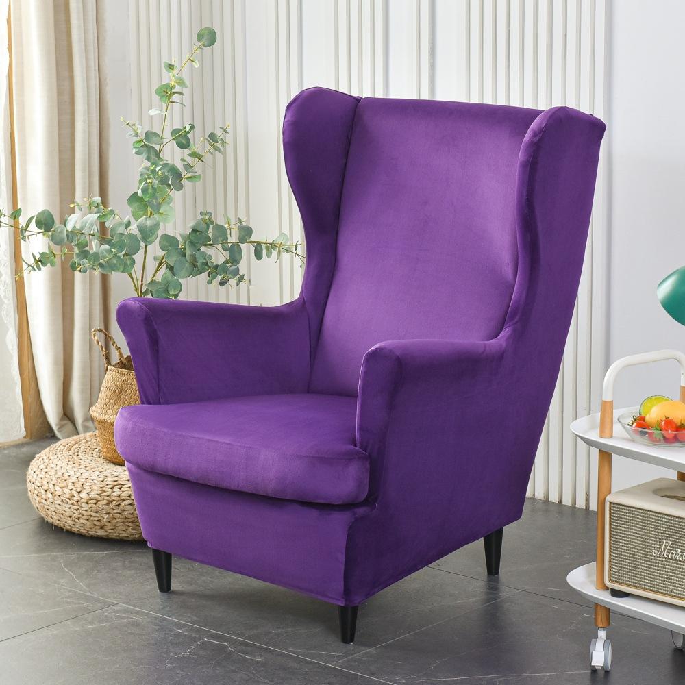 Solid Color Wing Chair Cover Stretch Spandex Armchair Covers Europe Removable Relax Sofa Slipcovers with Seat Cushion Covers