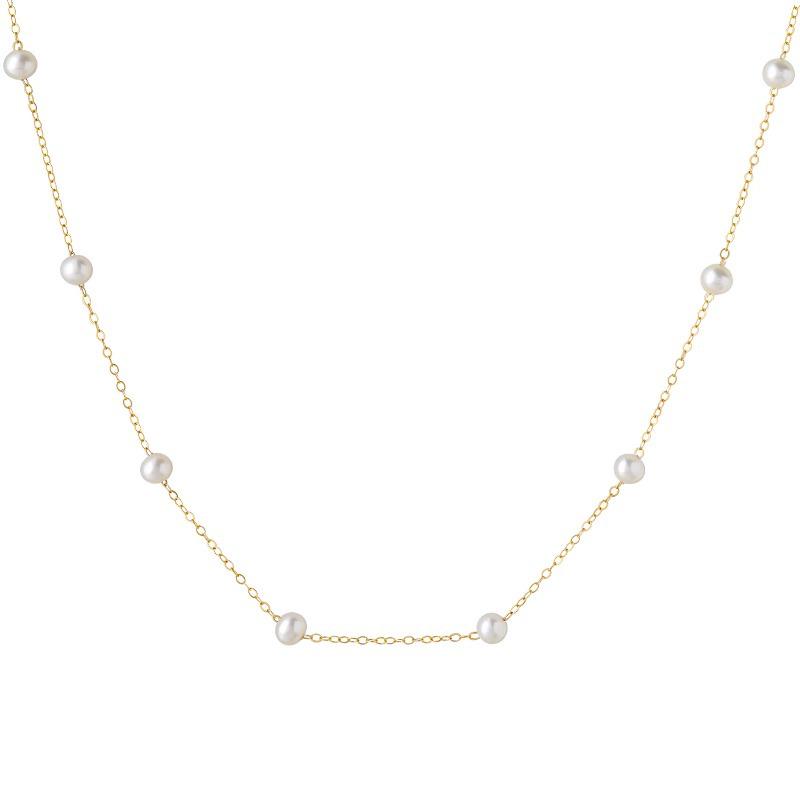 Französischer Süßer Stil Gänseblümchen Schlüsselbein Kette Halskette - Titanstahl, Kleine Perle, Farbecht, High-End Nischen Accessoire für Damen