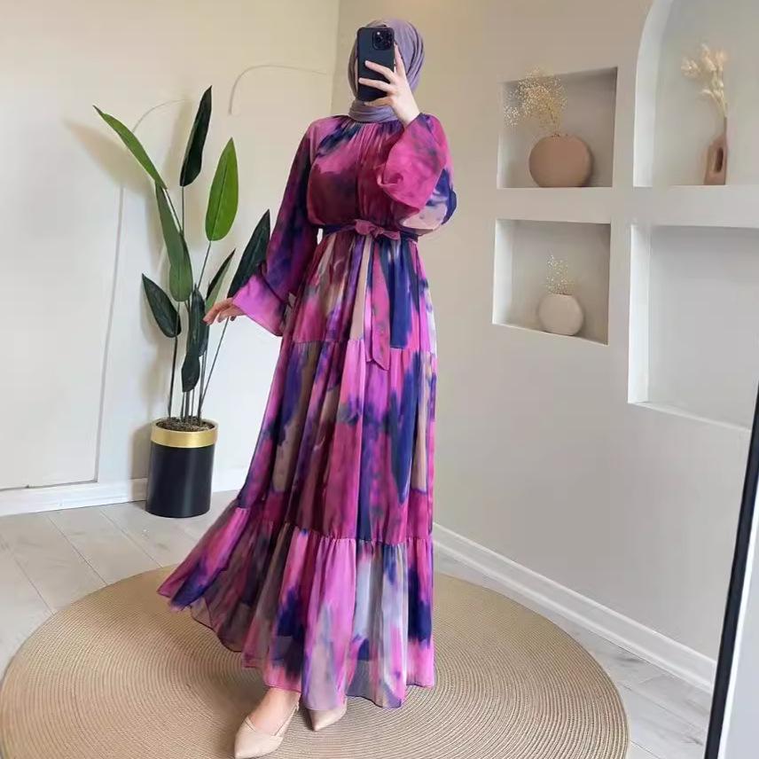 Rochie Lungă de Toamnă 2024 pentru Femei, Modă, Șifon Imprimat