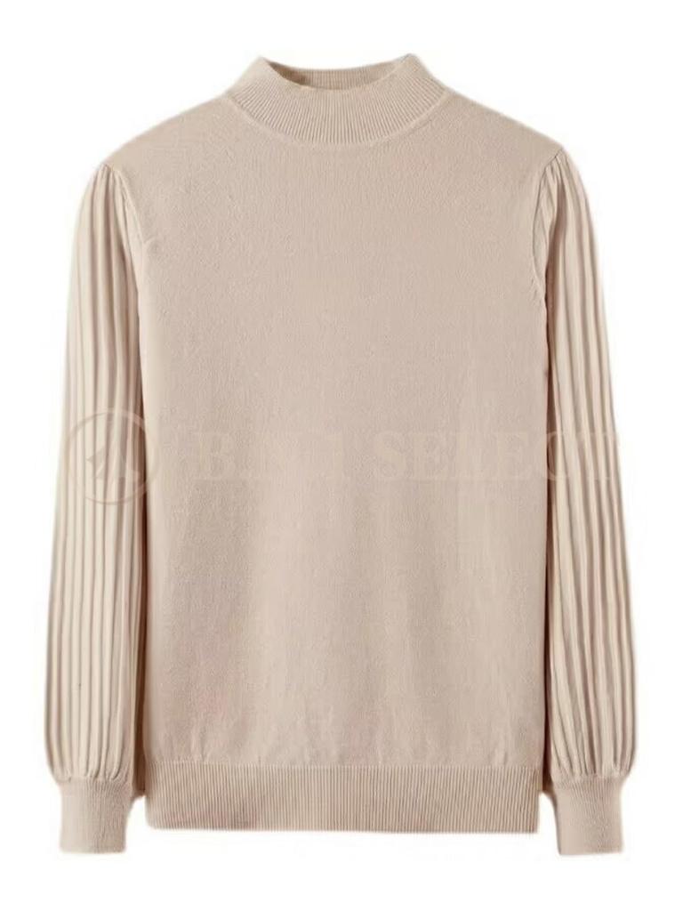 BN1 Select Strick Hoch Elegant Büro BN256 BEG Damenpullover, Herbst/Winter, Hals, Tragen, Beige,