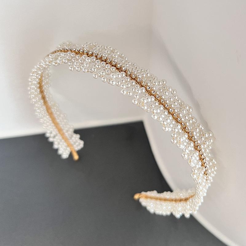 Woven Hair Accessory Sturdy Wedding Hair Accessory Gold Wire Hairband Exquisite Bridal Pearl Headband For Daily Commutes Bridal