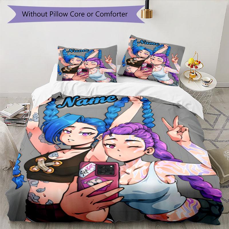 3PC Custom Name "Friendship Fun" Bedding Set Printed Bedding Set Duvet Cover Closure Includes 1 Duvet Cover & 250 Pillowcases for Bedroom