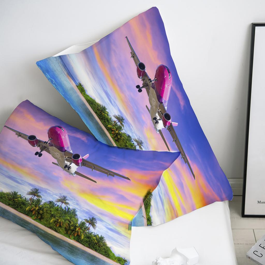 Set Biancheria da Letto 3D Stampato Aereo Cartone Animato Copripiumino con Federe Morbida Biancheria da Letto Personalizzata Spedizione Diretta