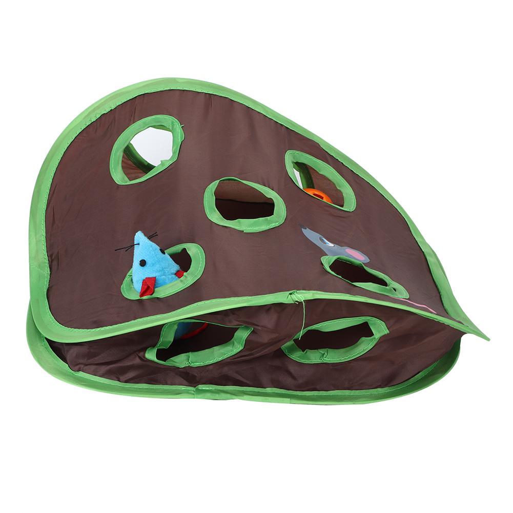 1 Set Foldable Cat Toy Popup Open Mouse Hunt with Bell Ball Funny Interactive Hunting Pet Toys