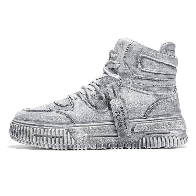 

Thick Sole Men s Casual Sneakers Gray High Quality Men Sports Shoes Pu Leather Shoes for man Air Cushion Board Tennis Shoes 40