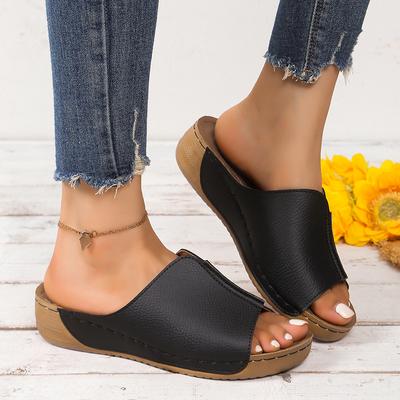 Women's Sandals Summer New Shoes Women Soft Heels Sandals Low Platform Slippers Summer Sandalias Mujer Size36-43