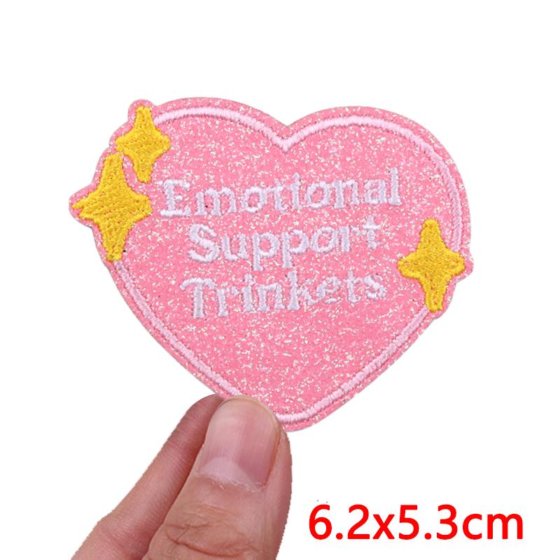 Pink Letter Patch DIY Summer Vibes Embroidered Patches Iron On Patches For Clothing Thermoadhesive Patches Cartoon Sew Bagdes