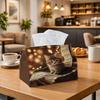 1pc Kitten Piano Music Score Tissue Box Featuring an Adorable Cat Design with a Warm, Cozy Glow. This Fabric Napkin Storage Organizer Is Perfect for T