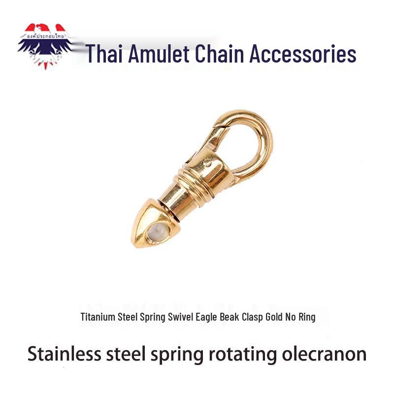 Thailand Amulet Cord with Stainless Steel Eagle Mouth Rotatable Clasp In Titanium, Gold, or Silver Finish