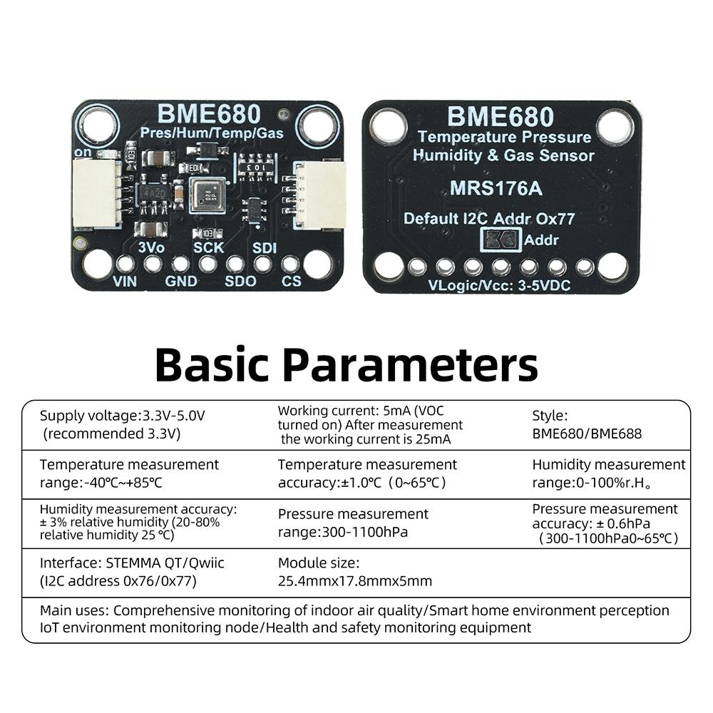BME681/BME688 Temperature and Humidity Sensor Module Compatible Suitable STEMMA QT Qwiic Interface For Air Detection