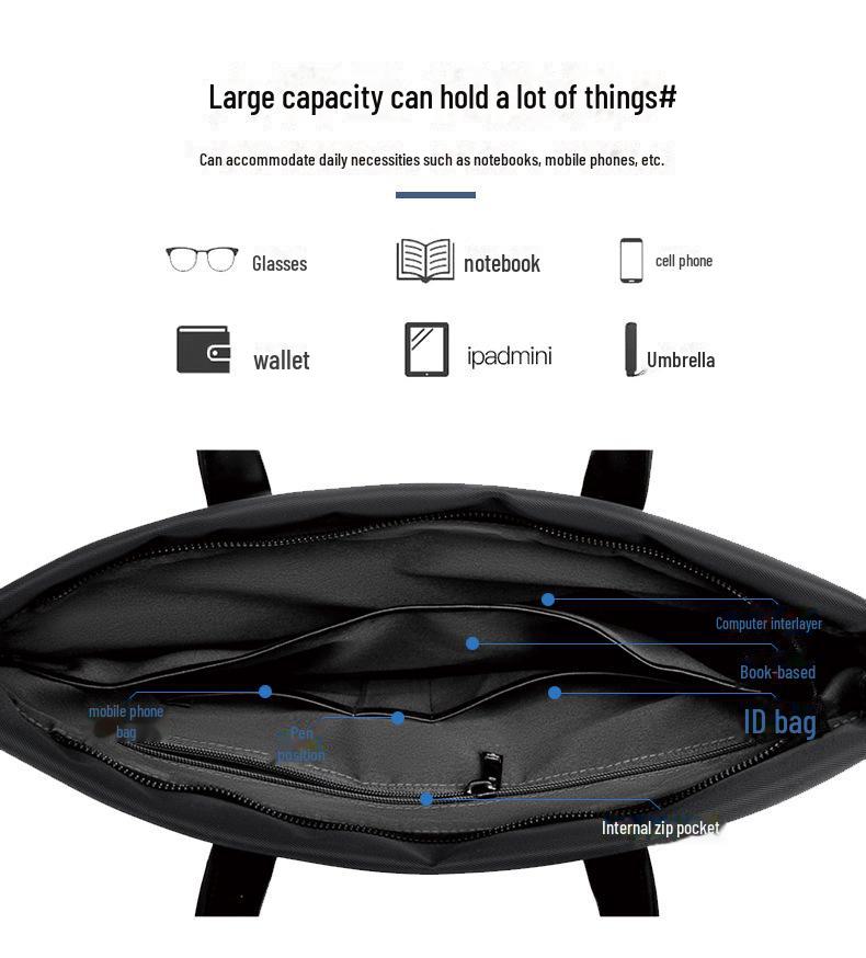 Men's & Women's Waterproof Oxford Cloth Briefcase: Casual Handheld Bag for Documents or Laptop, Ideal for Commuting or Conferences.