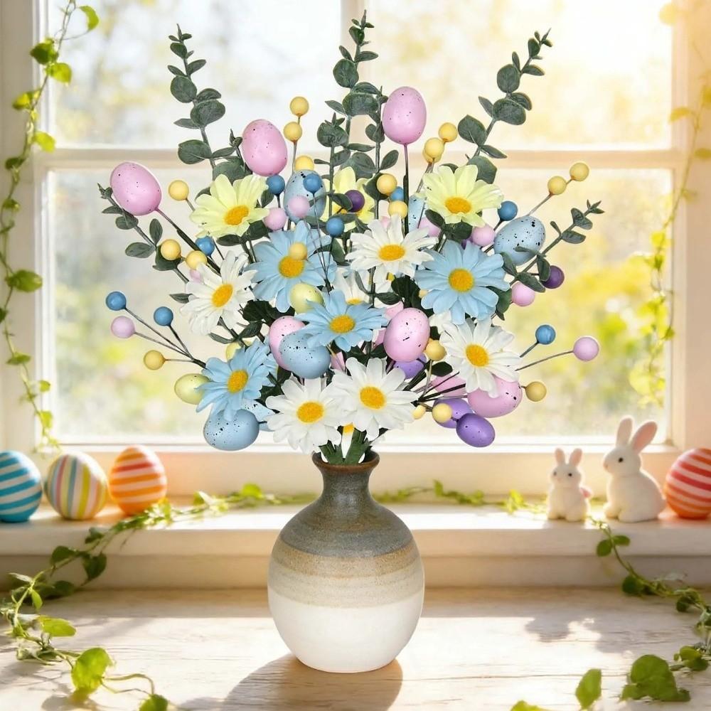 Realistic Easter Flower Bouquet Colorful Decorative Easter Egg Decor DIY Simulated Eggs Bouquets Party Decoration
