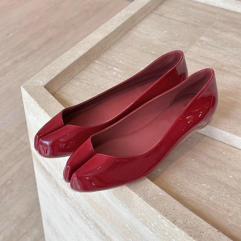 

Мода 2025 Новый тип туфель с разделением пальцев, увеличивающих рост изнутри, с мелким вырезом, балетки на одну ногу, женские туфли 40 вино красного