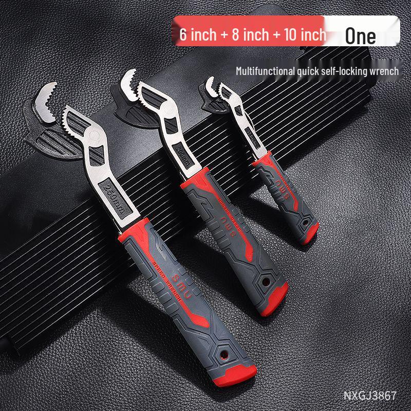 Adjustable Self-Locking Wrench Set: Quick-Open Industrial-Grade Tool for Household Repairs
