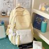 Schoolbag schoolbag female student solid color simple Japanese high-value girl backpack large capacity lightweight versatile casual backpack